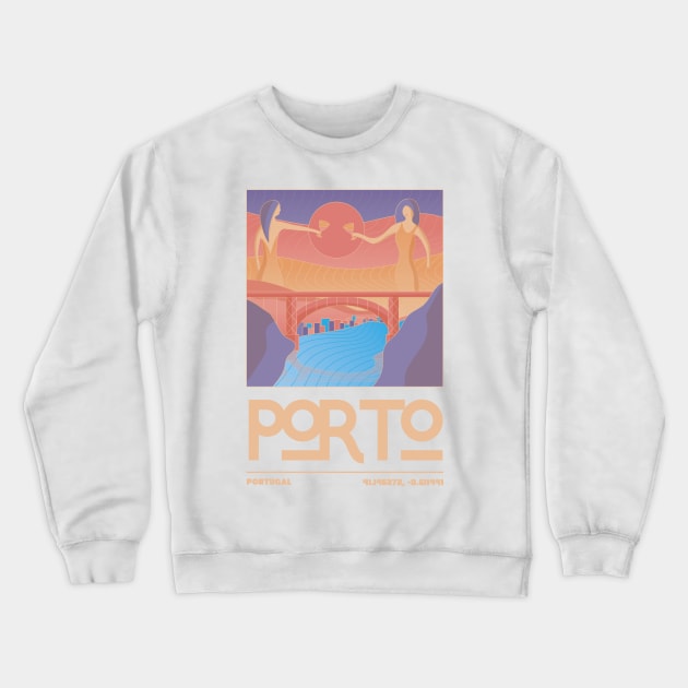Porto, Portugal Travel Poster Crewneck Sweatshirt by JDP Designs